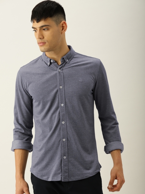 

United Colors of Benetton Men Grey Slim Fit Solid Casual Shirt