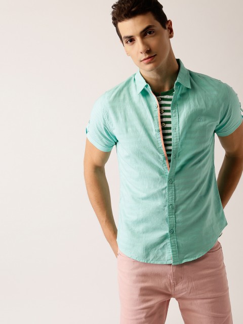 

United Colors of Benetton Men Blue Slim Fit Solid Casual Shirt
