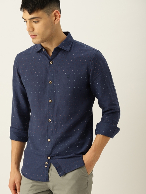 

United Colors of Benetton Men Navy Blue Slim Fit Printed Casual Shirt