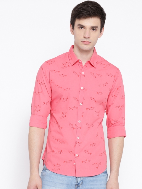 

United Colors of Benetton Men Pink Slim Fit Printed Casual Shirt