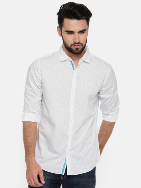 

United Colors of Benetton Men White Slim Fit Printed Casual Shirt
