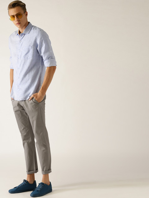

United Colors of Benetton Men Blue Slim Fit Checked Casual Shirt