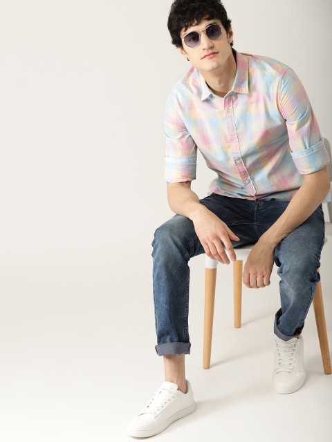 

United Colors of Benetton Men Multicoloured Slim Fit Checked Casual Shirt, Multi