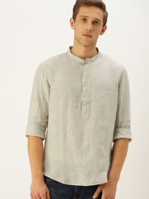 

United Colors of Benetton Men Beige Slim Fit Solid Linen Casual Shirt