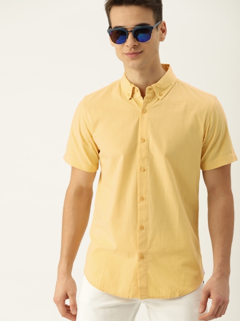 

United Colors of Benetton Men Yellow Slim Fit Solid Casual Shirt