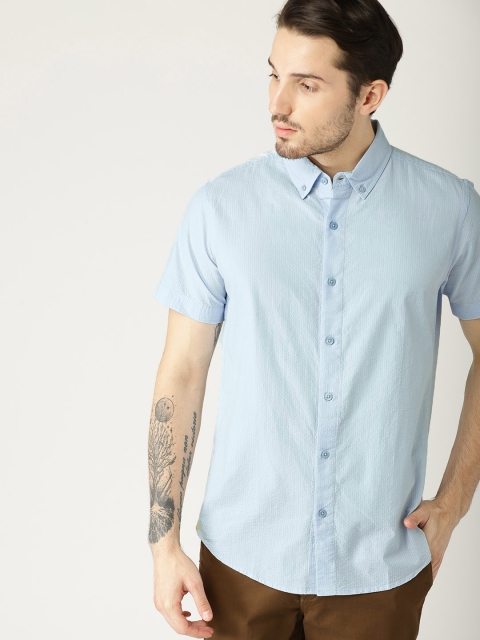 

United Colors of Benetton Men Blue Slim Fit Solid Casual Shirt