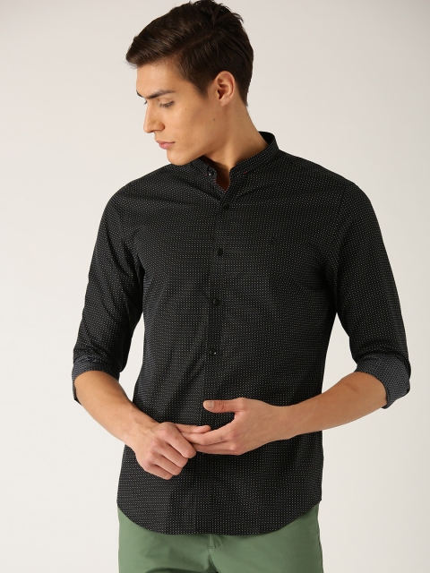 

United Colors of Benetton Men Black Slim Fit Self Design Casual Shirt