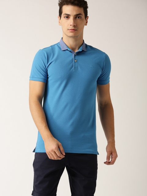 

United Colors of Benetton Men Blue Solid Polo Collar T-shirt