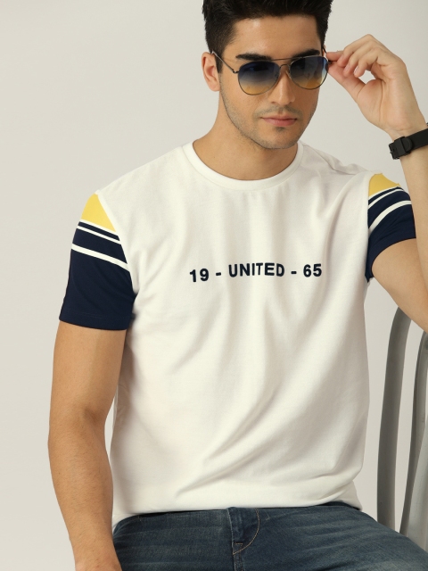 

United Colors of Benetton Men White Solid Round Neck T-shirt