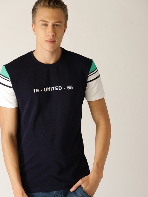 

United Colors of Benetton Men Navy Blue Solid Round Neck T-shirt