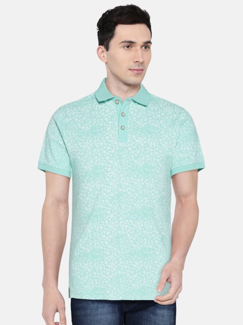 

United Colors of Benetton Men Blue Printed Polo Collar T-shirt