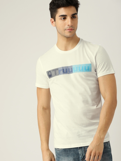 

United Colors of Benetton Men White Rubber Printed Round Neck T-shirt