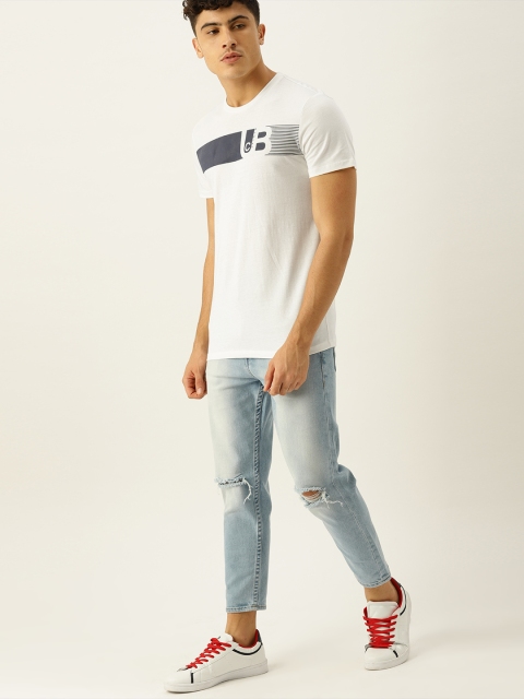 

United Colors of Benetton Men White Printed Round Neck T-shirt