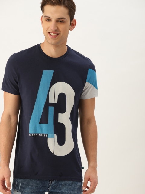 

United Colors of Benetton Men Navy Blue Printed T-shirt