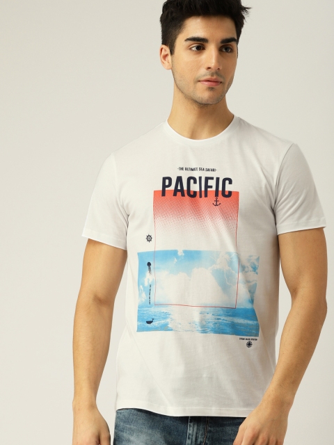 

United Colors of Benetton White Printed Round Neck T-shirt