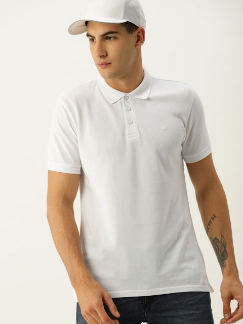 

United Colors of Benetton Men White Solid Polo Collar T-shirt