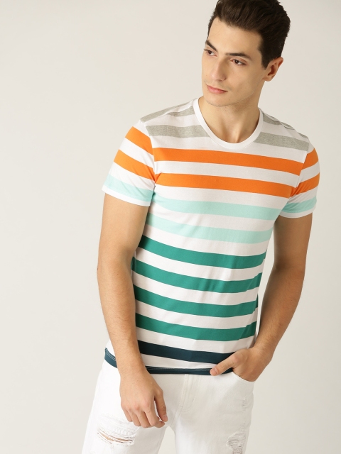 

United Colors of Benetton Men Multicoloured Striped Round Neck T-shirt, Multi