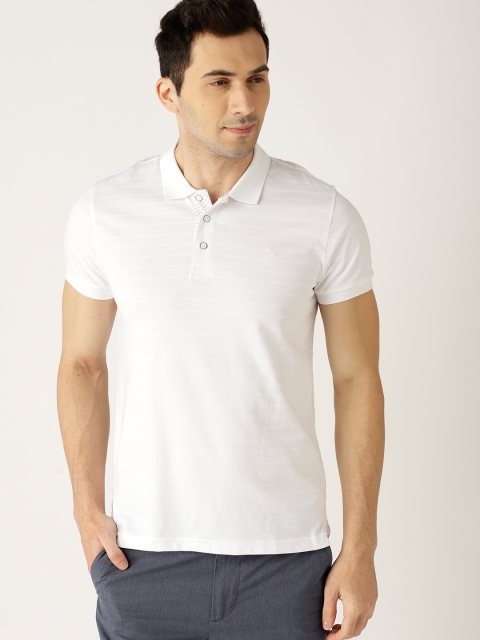

United Colors of Benetton Men White Polo Collar T-shirt