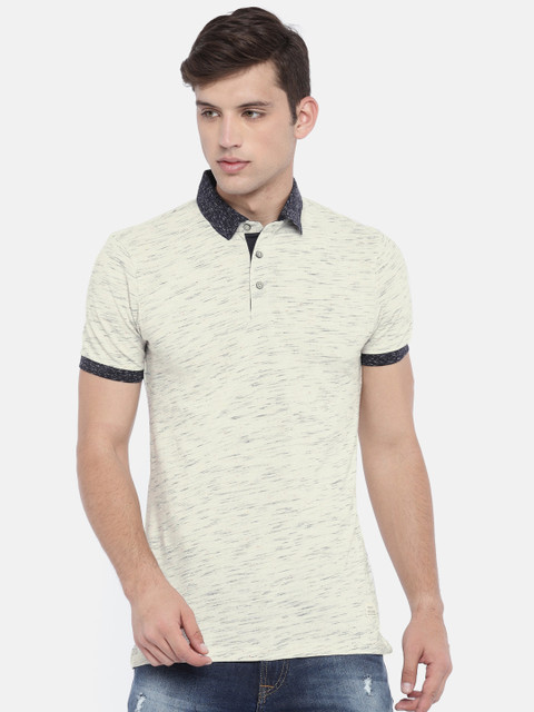 

United Colors of Benetton Men Off-White Solid Polo Collar T-shirt