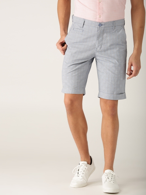 

United Colors of Benetton Men Blue Checked Slim Fit Regular Shorts