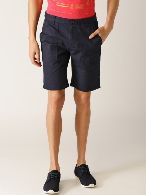 

United Colors of Benetton Men Navy Blue Solid Slim Fit Regular Shorts