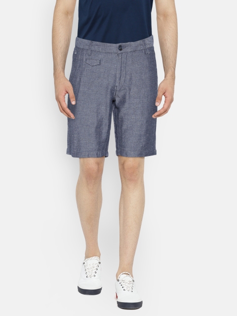 

United Colors of Benetton Men Navy Blue Solid Slim Fit Regular Shorts
