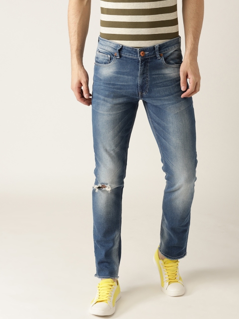 

United Colors of Benetton Men Blue Tailored Skinny Fit Low Distress Stretchable Jeans