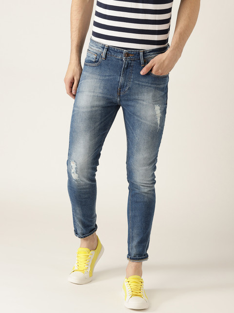 

United Colors of Benetton Men Blue Regular Fit Low-Rise Low Distress Stretchable Jeans
