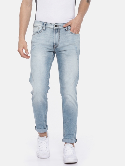 

United Colors of Benetton Men Blue Slim Fit Mid-Rise Low Distress Stretchable Jeans