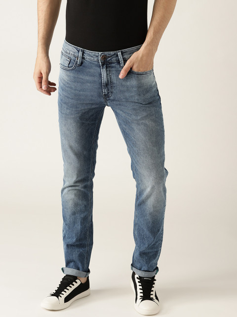 

United Colors of Benetton Men Blue Tailored Skinny Fit Mid-Rise Stretchable Jeans