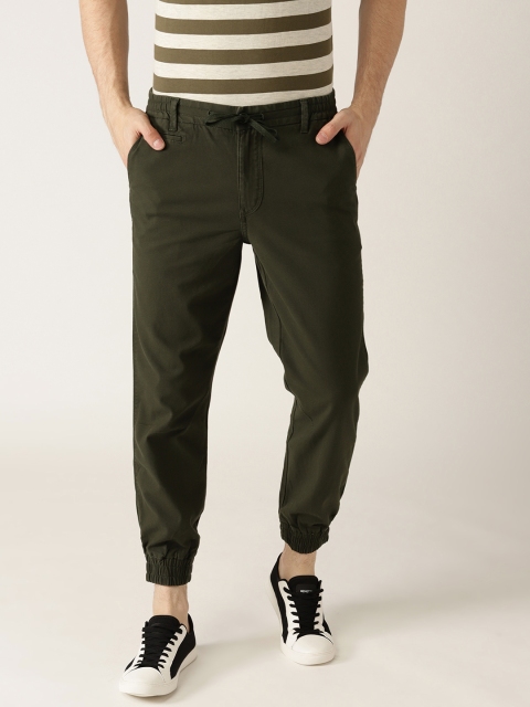 

United Colors of Benetton Men Olive Green Slim Fit Solid Joggers