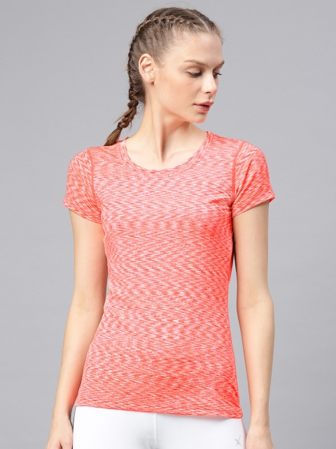 

HRX by Hrithik Roshan Women Coral Pink Printed Round Neck Active T-shirt
