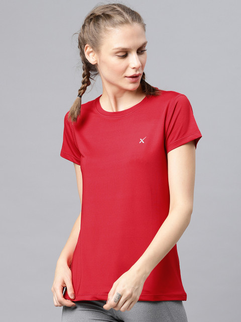 

HRX by Hrithik Roshan Women Red Solid Round Neck T-shirt