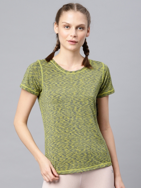 

HRX by Hrithik Roshan Women Yellow & Grey Round Neck T-shirt