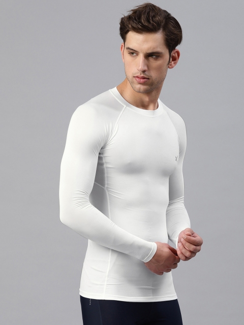 

HRX by Hrithik Roshan Men White Solid Round Neck COMPRESSION T-shirt