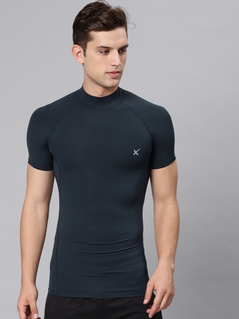 

HRX by Hrithik Roshan Men Navy Blue Solid Round Neck COMPRESSION T-shirt