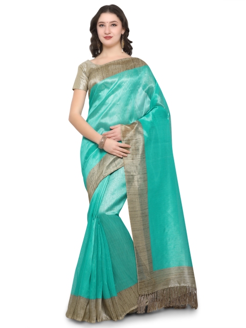 

Rajnandini Blue Solid Silk Blend Saree