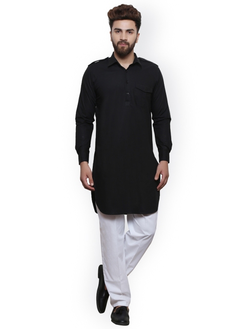 

Zotw Men Black Solid Straight Kurta