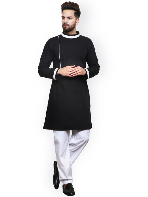 

Zotw Men Black Solid Straight Kurta
