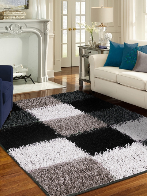 

Story@home Black & White Checked Pattern Carpet
