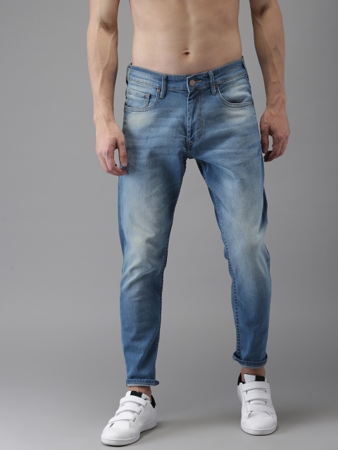 

HERE&NOW Men Blue Slim Fit Cropped Mid-Rise Clean Look Stretchable Jeans