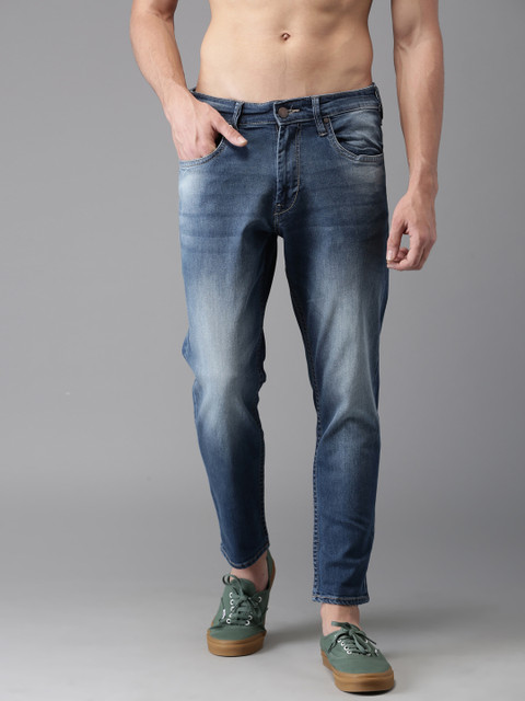 

HERE&NOW Men Blue Cropped Slim Fit Mid-Rise Clean Look Stretchable Jeans