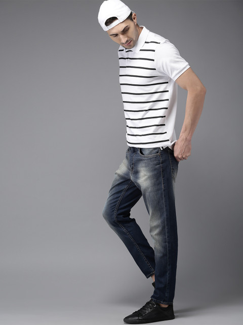 

HERE&NOW Men Blue Slim Fit Mid-Rise Clean Look Stretchable Cropped Jeans