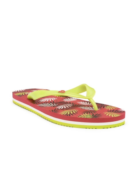 

United Colors of Benetton Men Lime Green & Red Printed Thong Flip-Flops