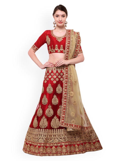 

Aasvaa Red Semi-Stitched Lehenga & Blouse with Dupatta