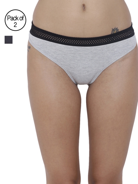 

BASIICS by La Intimo Women Pack Of 2 Briefs BCPTH020B0AJ, Grey