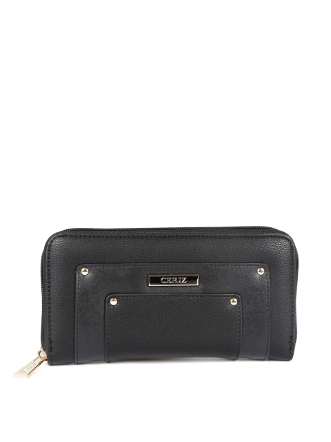 

CERIZ Women Black Solid Zip Around Wallet