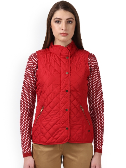 

Park Avenue Women Red Solid QuiltedJacket