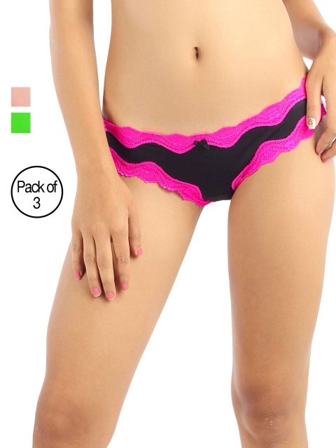 

Candyskin Women Pack Of 3 Lace Thongs, Peach