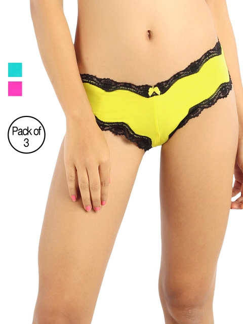 

Candyskin Women Pack Of 3 Briefs, Yellow